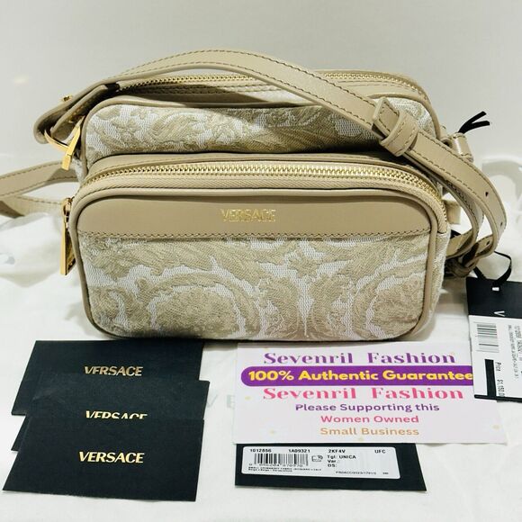 Versace Athena Jacquard Barocco Cream Beige Messenger Crossbody Bag NWT $1,150 - Picture 7 of 15